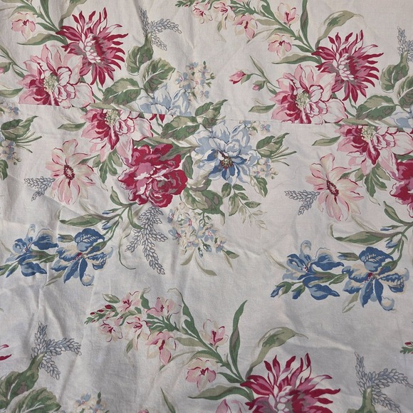 Pottery Barn Marla Duvet King Linen Blend Red Floral Roses Peony Iris Pink - Picture 6 of 16